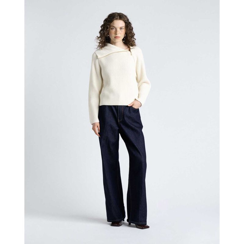 Cue Merino Bias Zip Neck Knit image number 3